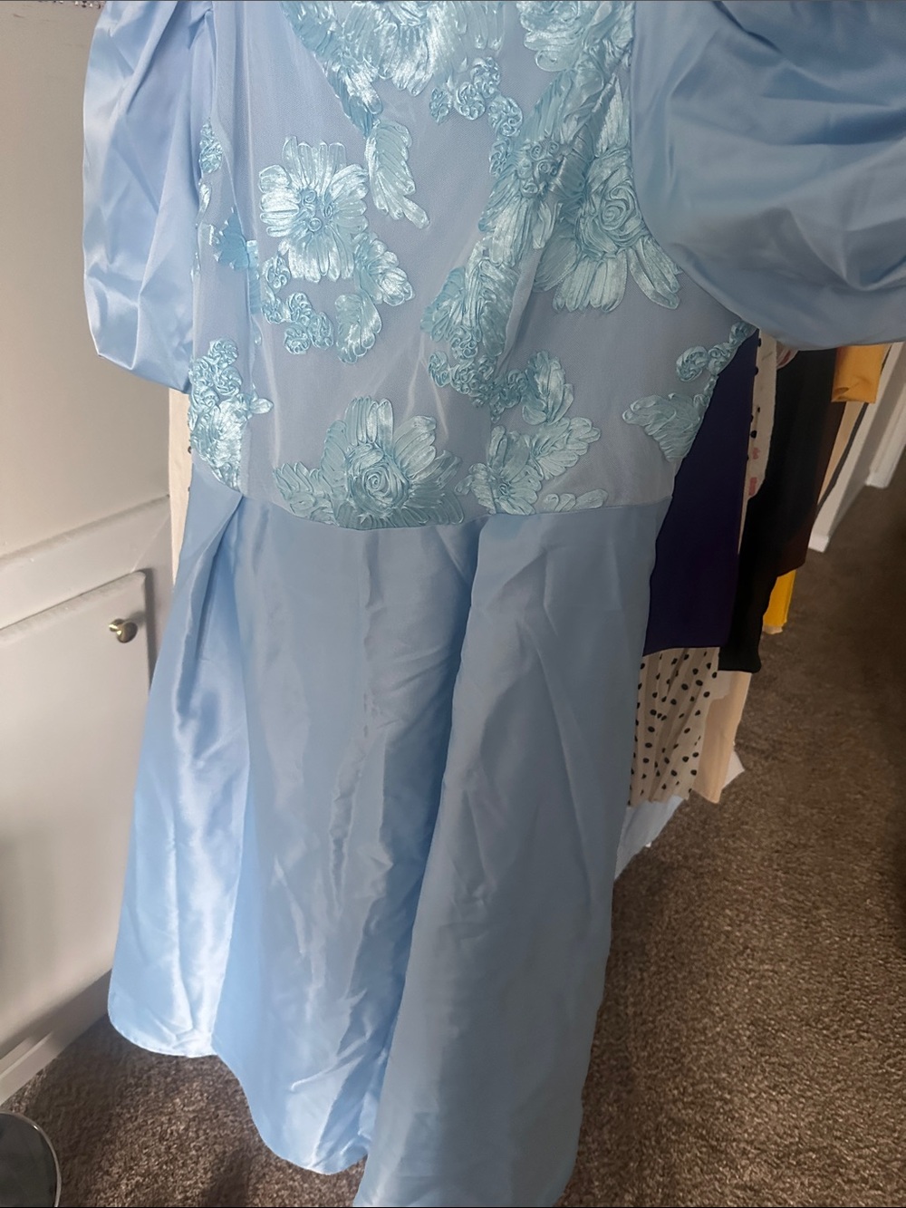 Women’s Light Blue Floral Lace Party Dress cut small SHEIN